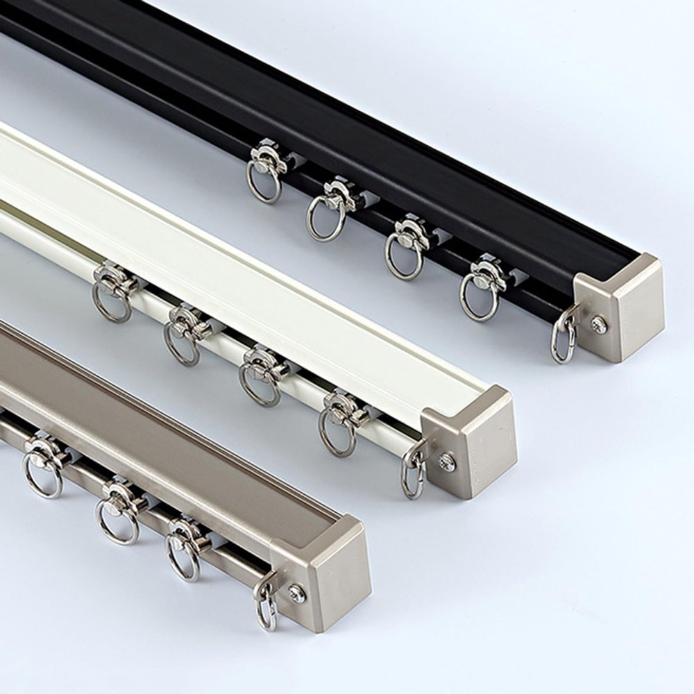 YAVVAY Ceiling Curtain Track 1m-6m Ceiling Or Wall Curtain Rod Heavy-Duty Curtain Rails for Living Room Bedroom Room Divider(Color:Black,Size:320cm(2 * 160cm))