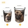 Laundry Hamper Round Laundry Basket with Handles Animal Pug Dog Laundry Hampers Waterproof Circular Hamper for Bathroom Storage Basket Dirty Clothes Hamper for Dirty Clothes view 3