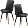 SoOSSN Dining Chair Set of 2 PU Leather Padded Soft Seat Metal Legs Chairs Dining Chairs (Color:Black) view 1
