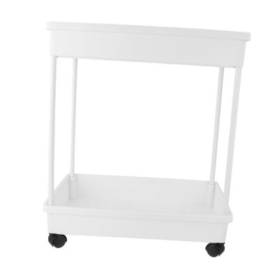 2-Tier Plastic Storage Cart with Wheels, Rolling Utility Rack for Kitchen