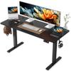 YIHAYO Electric Standing Desk, 55 x 24 Inches Stand Up Desk with Splice Board, Computer Desk for Home Office, Black Frame/Black Top view 1