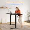 YIHAYO Electric Standing Desk, 55 x 24 Inches Stand Up Desk with Splice Board, Computer Desk for Home Office, Black Frame/Black Top view 4