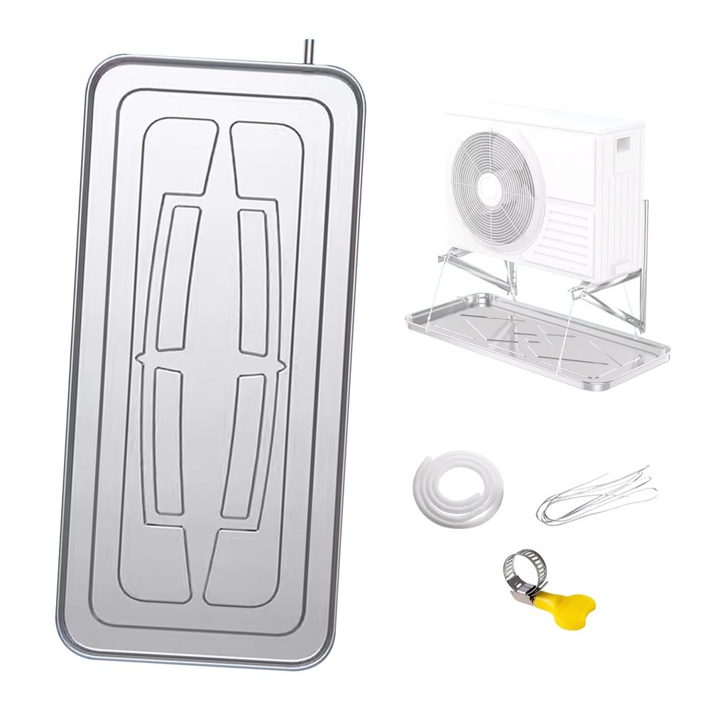 GMBAYUE Outdoor Air Conditioner Drip Pan, Stainless Steel Universal Ac Drip Cushion Water Collecting Drainage Pan, No Leak HVAC Units Drip Tray Window Ac Units Drain Kit (Color : 1-1.5P)