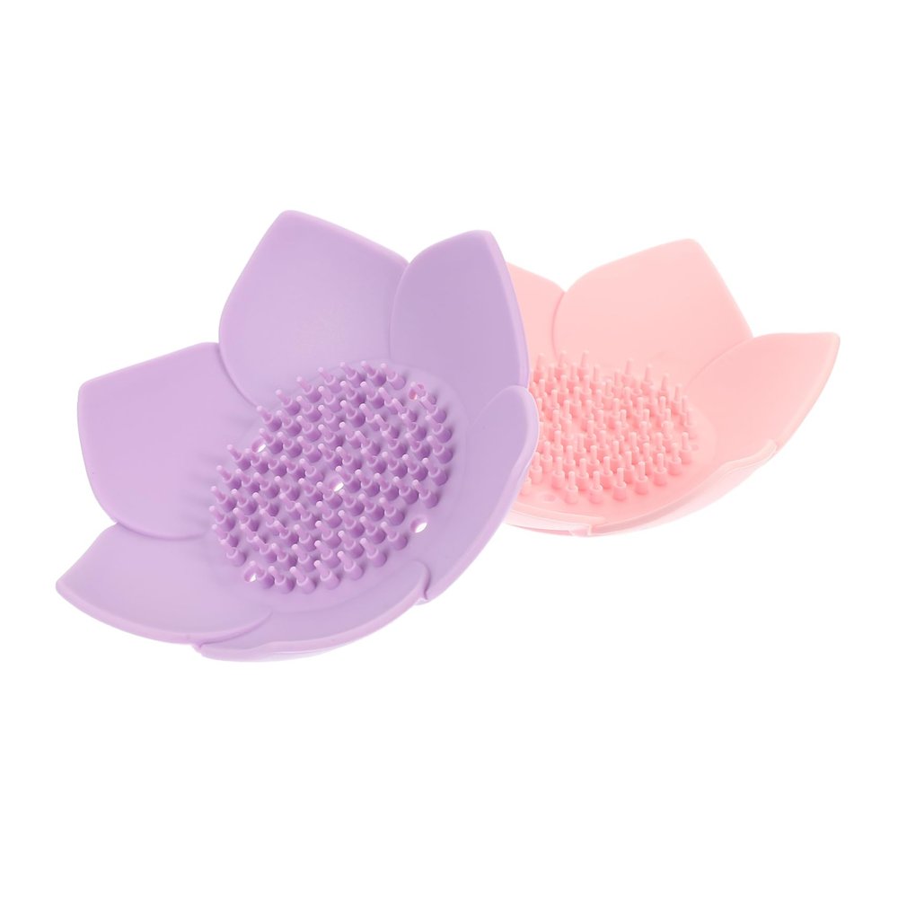 Amosfun 2pcs Bar Soap Container Soap Dish Silicone Draining Shower Accessories