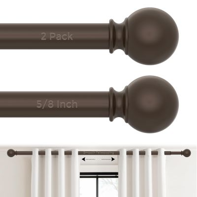 2 Pack Bronze Curtain Rods 36 to 72 Inches(3-6 Feet),5/8 inch Splicing Drapery Rods,Small Curtain Rods Set,Size: 36''-72'',Bronze