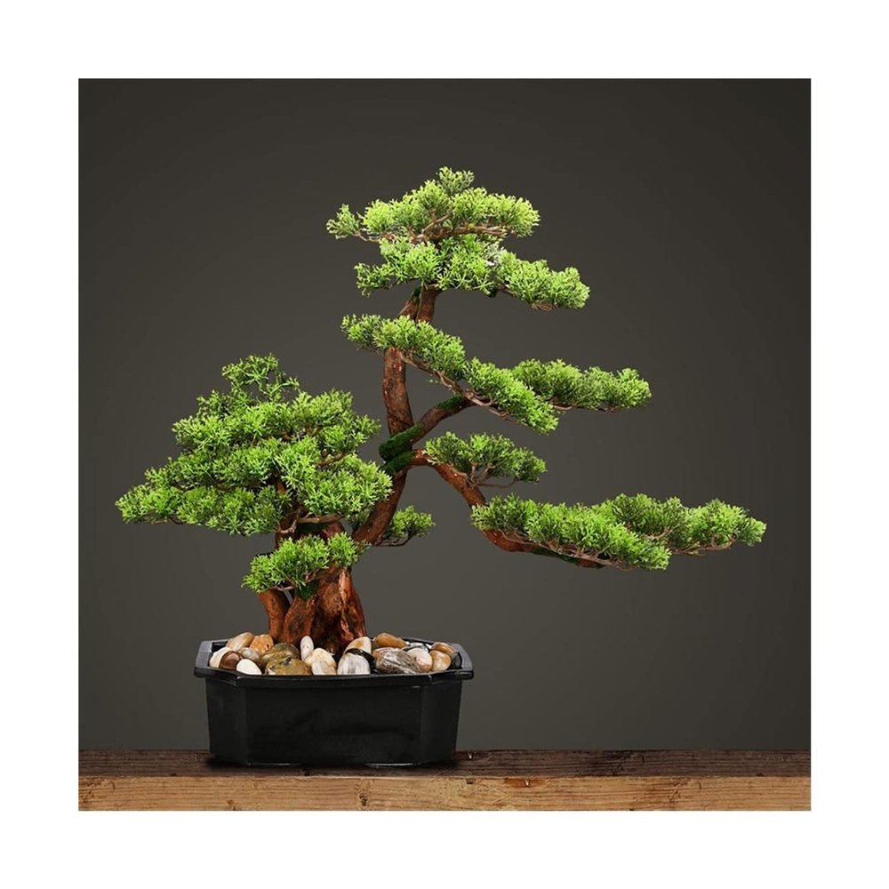 Artificial Decorative Plants Artificial Bonsai Tree Fake Plants Decoration with Square Ceramic Flower Pot Indoor Potted Faux Pine Plants Bonsai Tree Desktop Potted Decoration Fake Houseplants