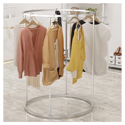 Industrial Pipe Wall Mounted Clothes Hanging Shelves System, Display Garment Racks in Boutique Clothing Stores, Hanger Cloakroom Clothes Racks, for Bedroom, Hall, Clothes Store (Color : Silver, Size