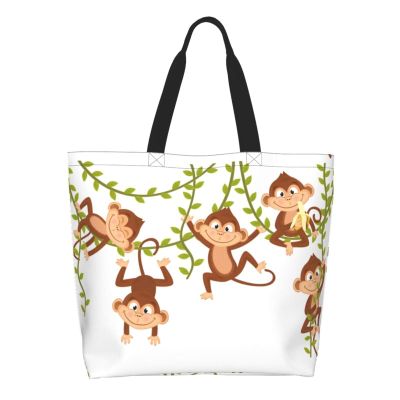 HDAODNM Monkey Animals Canvas Tote Bag Cute Shoulder Bag Handbag Casual Animal Grocery Bags Monkey Bag for Outdoors
