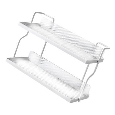 HomeLoft Basics Double Shelf Countertop Spice Rack Seasoning Organizer Seasoning Rack Holder Makeup Organizer Spice Jar Rack Double-layer Makeup Shelf Countertop 2 Tier Shelf Cosmetic Rack, White