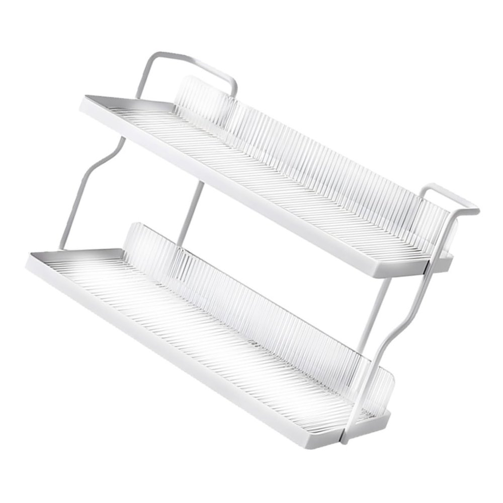 HomeLoft Basics Double Shelf Countertop Spice Rack Seasoning Organizer Seasoning Rack Holder Makeup Organizer Spice Jar Rack Double-layer Makeup Shelf Countertop 2 Tier Shelf Cosmetic Rack, White
