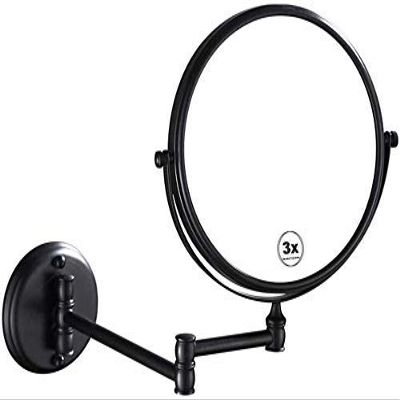 MUOBSBJRX Makeup Mirror Black Bathroom Wall-Mounted Folding Beauty Mirror Double-Sided Telescopic Magnifying Glass