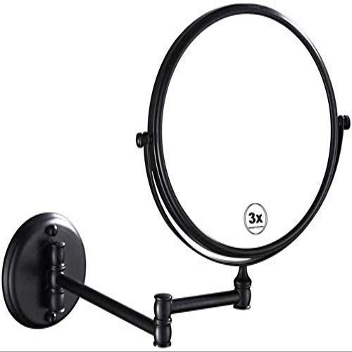 MUOBSBJRX Makeup Mirror Black Bathroom Wall-Mounted Folding Beauty Mirror Double-Sided Telescopic Magnifying Glass