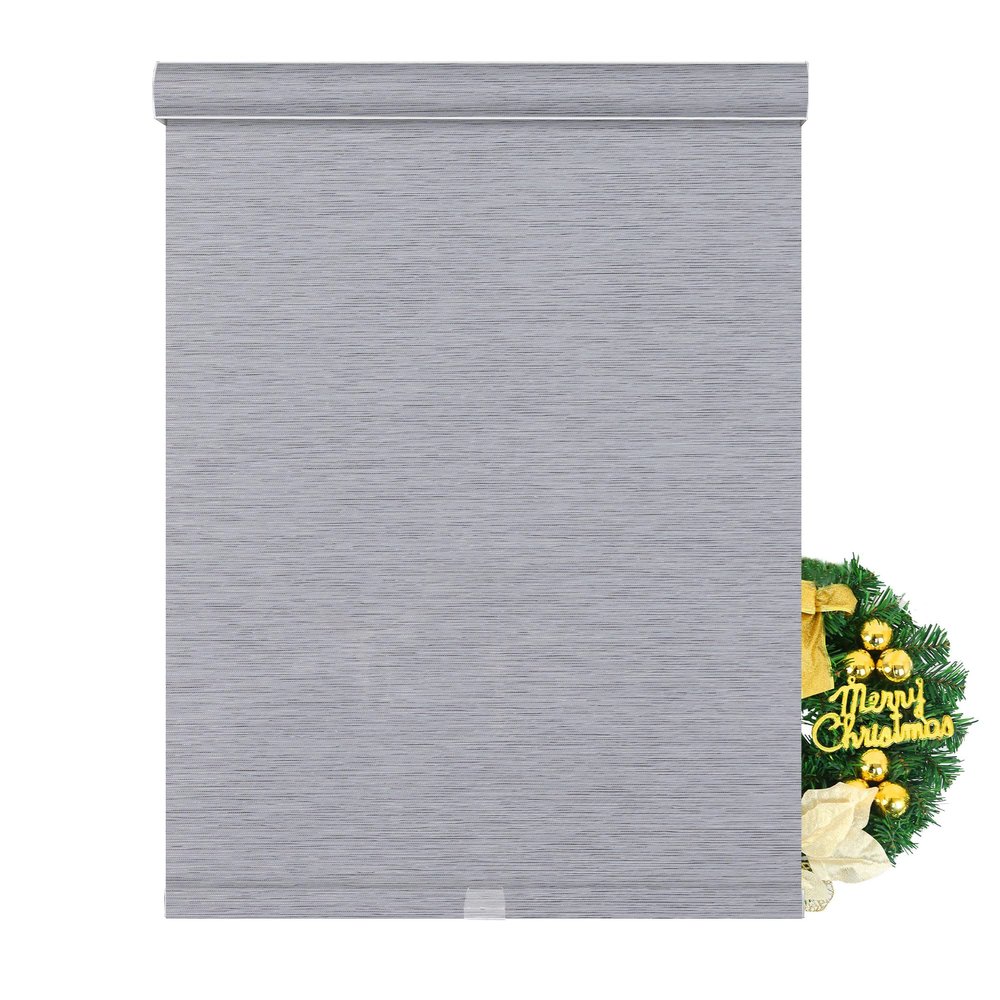 Sulugood,Blackout Roller Shades for Windows,Free-Stop Cordless Roller Blinds,Striped Jacquard Window Shades for Bedroom,Thermal Insulated Fabric,Blue Gray,39.5"W x 96"HSuitable heights 85"H - 96"H