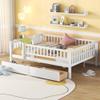 Harper & Bright Designs Full Size Daybed with Two Drawers, Wood Kids Full Platform Bed Frame with Storage and Rails, No Box Spring Needed, Easy Assembly (White) view 1