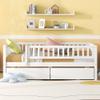 Harper & Bright Designs Full Size Daybed with Two Drawers, Wood Kids Full Platform Bed Frame with Storage and Rails, No Box Spring Needed, Easy Assembly (White) view 3