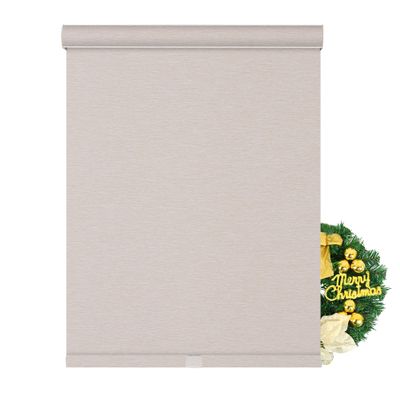 Sulugood,Blackout Roller Shades for Windows,Free-Stop Cordless Roller Blinds,Striped Jacquard Window Shades for Bedroom,Thermal Insulated Fabric,Beige,15" W x 84" H Suitable Heights 77" H - 84" H