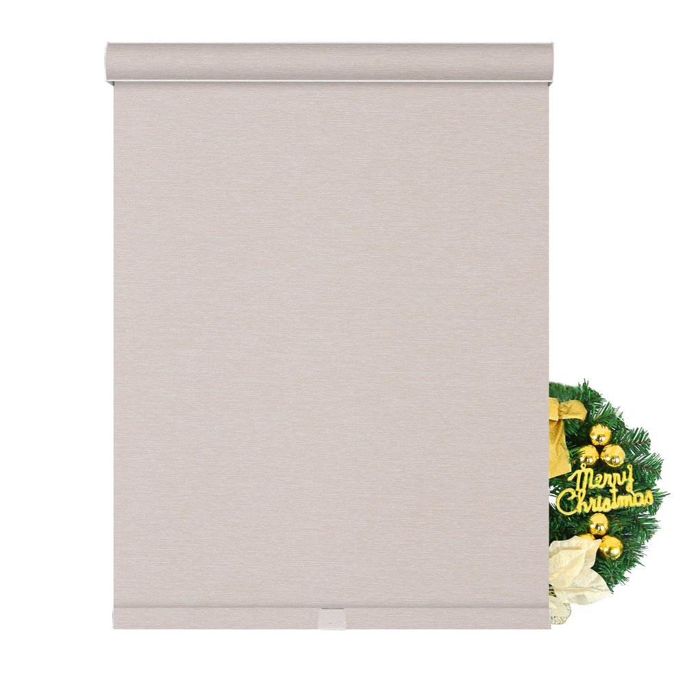 Sulugood,Blackout Roller Shades for Windows,Free-Stop Cordless Roller Blinds,Striped Jacquard Window Shades for Bedroom,Thermal Insulated Fabric,Beige,15" W x 84" H Suitable Heights 77" H - 84" H