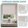 Sulugood,Blackout Roller Shades for Windows,Free-Stop Cordless Roller Blinds,Striped Jacquard Window Shades for Bedroom,Thermal Insulated Fabric,Beige,15" W x 84" H Suitable Heights 77" H - 84" H view 4