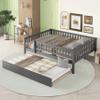 Harper & Bright Designs Full Size Daybed with Trundle, Wood Kids Full Platform Bed Frame with Rails, No Box Spring Needed, Easy Assembly (Gray) view 1