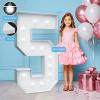 4FT Marquee Light Up Numbers - Cool White Light Up Numbers 5 with Fixed Water Bag, Party Decoration Large Marquee Light Up Numbers can Be Used for Wedding Decoration, Birthday Party Decoration view 3