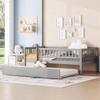 Harper & Bright Designs Twin Size Daybed with Trundle, Wood Kids Twin Platform Bed Frame with Rails, No Box Spring Needed, Easy Assembly (Gray) view 3