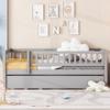 Harper & Bright Designs Twin Size Daybed with Trundle, Wood Kids Twin Platform Bed Frame with Rails, No Box Spring Needed, Easy Assembly (Gray) view 4