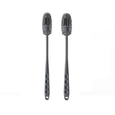 Frabakas Silicon Bottle Cleaning Brush Long Handle Bottle Cleaner for Water Bottles Baby Bottles Tumblers Flasks Vases Thermoses Tubes Kitchen Accessories 28.5cm Grey 2Pcs