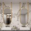 Ceiling Mounted Mirror with Gold Oval Metal Framed and can Customized Double Ceiling Rods Modern Floating Vanity Mirror Hanging Rod Mirror for Bathroom Washroom Shaving Makeup Mirror ( Size : 50x70cm view 1