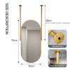 Ceiling Mounted Mirror with Gold Oval Metal Framed and can Customized Double Ceiling Rods Modern Floating Vanity Mirror Hanging Rod Mirror for Bathroom Washroom Shaving Makeup Mirror ( Size : 50x70cm view 2