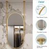 Ceiling Mounted Mirror with Gold Oval Metal Framed and can Customized Double Ceiling Rods Modern Floating Vanity Mirror Hanging Rod Mirror for Bathroom Washroom Shaving Makeup Mirror ( Size : 50x70cm view 3