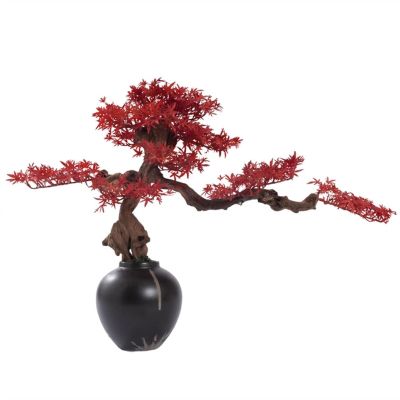Artificial Decorative Plants Artificial Bonsai Pine Tree, Faux Potted Plant Desk Display Fake Tree, Leaf Artificial Tree, Red Maple Bonsai for Home, Office Desktop Decoration Fake Houseplants
