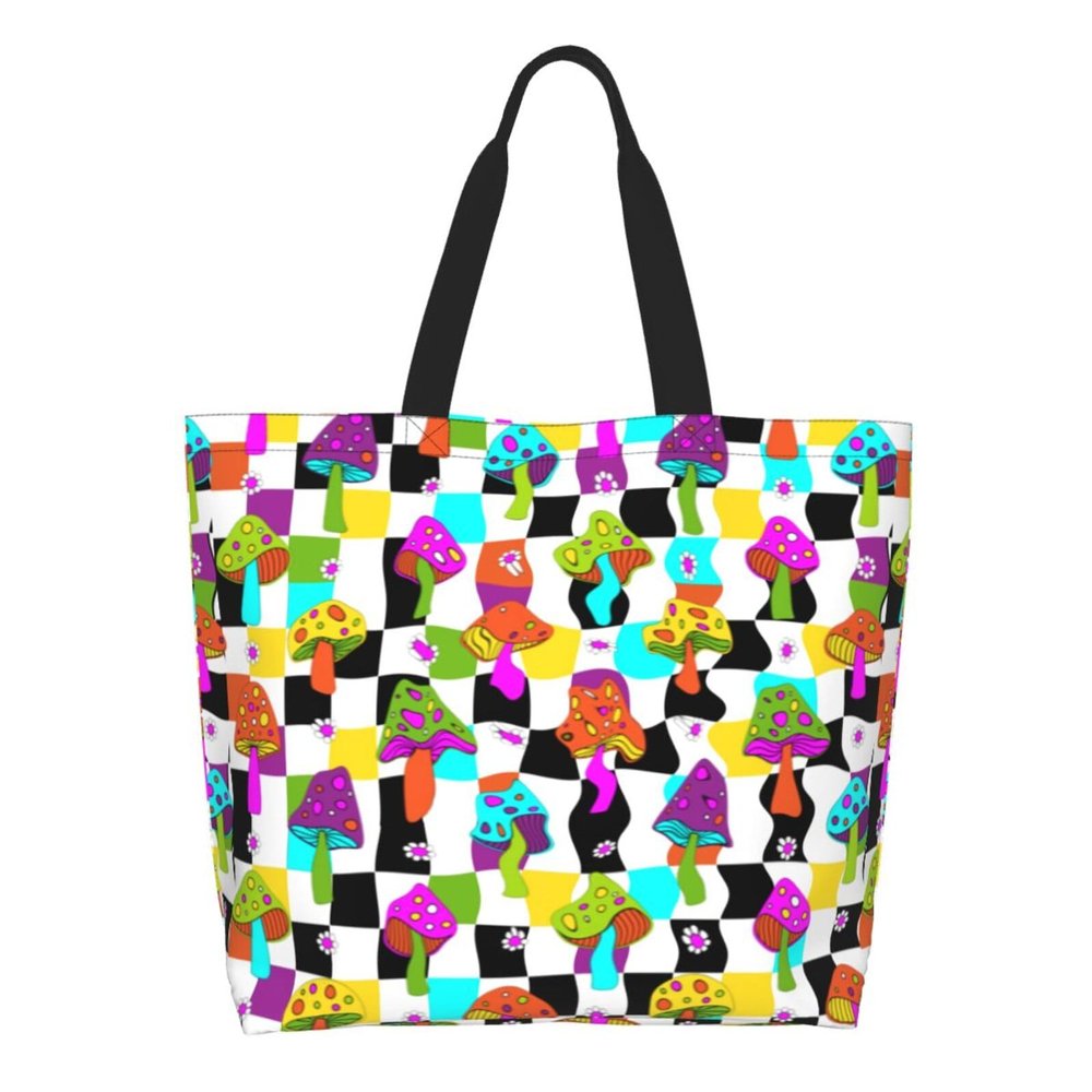 TKDYVAI Mushroom Plants Grocery Bag Mushroom Shoulder Bag Handbag Shopping Plants Grocery Bags Tote Bag Canvas Bag