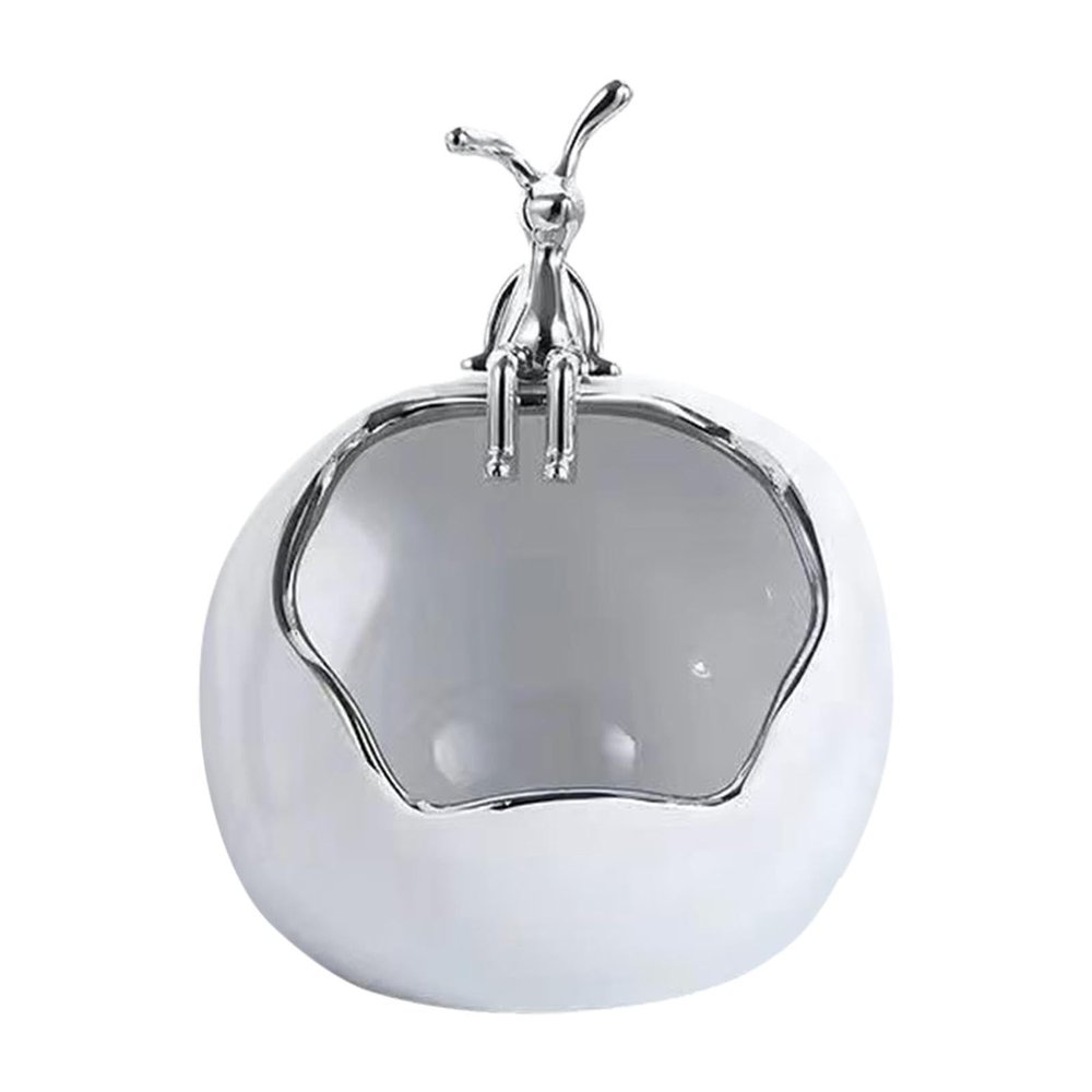 KaTiak Ceramic Ornaments,Rabbit Storage Box Jewelry Storage Container Animal Ceramic Sculpture, Sitting White (Color : Sitting White)