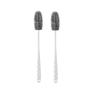 Frabakas Silicon Bottle Cleaning Brush Long Handle Bottle Cleaner for Water Bottles Baby Bottles Tumblers Flasks Vases Thermoses Tubes Kitchen Accessories 28.5cm White 2Pcs