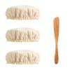 3pcs Sourdough Starter Jar Cloth Covers with Spatula, Unbleached Fabric Bread Fermentation Cover Reusable Sewn Sourdough Proofing Bowl Cloth Cap for 3-4 Inch Jar Mouth view 1