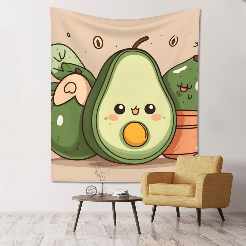 YYHWHJDE Cute yoga Avocado pattern durable tapestry (Vertical) 60 x 51 in Suitable for wall hanging, dormitory,decoration