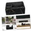 Amosfun Leather Tissue Box and Remote Control Holder Elegant Marble Design Multifunctional Organizer for Home and Office Compact Storage for Remotes and Facial Tissues view 2
