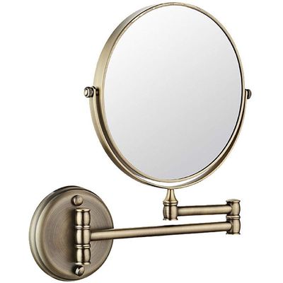Bathroom Mirror Wall Mounted Makeup Mirror 6-inch Two-Sided Swivel Wall Mounted Mirror Extending Folding Bathroom Shaving Cosmetic Make Up Mirror- 3X Magnification ( Color : Chrome , Size : 1X/ ( Colo