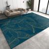SOOVOS Yellow Striped Leaves Living Room Rug, Creative Blue Minimalist Rectangle Ultra-Thin Area Rugs, Easy-Cleaning Non Shedding Floor Indoor Carpet for Bedroom Kitchen Office Dining Room 4x6ft view 3