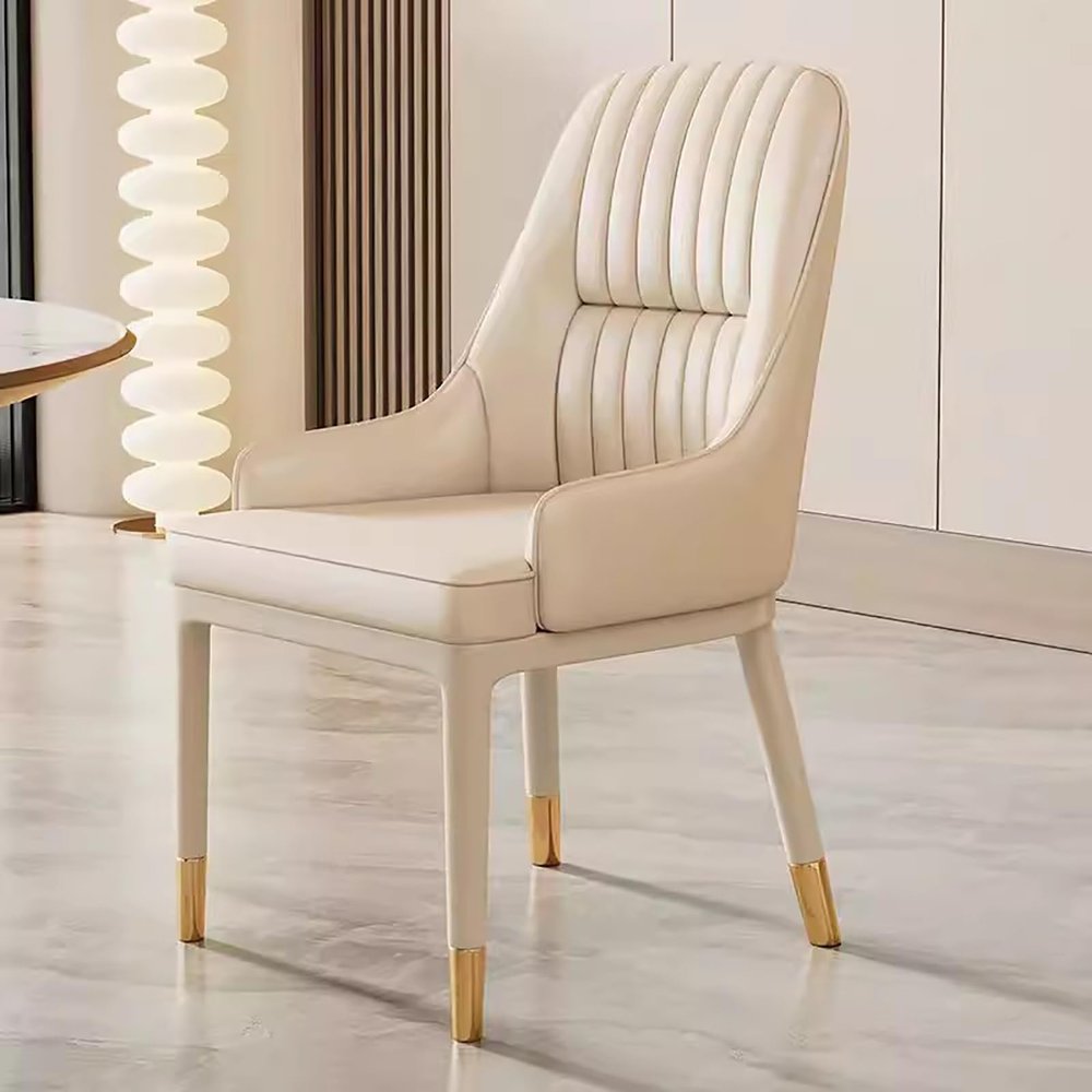zxhrybh Modern Makeup ChairUpholstered Metal Leg Vanity Chair, Vanity Stool with Back for Dining Room, Living Room, Waiting Room, Bedroom (Color : Off-White Square Back)