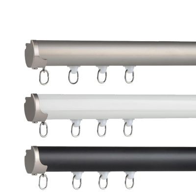 NOIRDA Aluminum Curtain Tracks Ceiling Wall Mounted, Curtain Rail Track System for Bay Window, Room Divider, Garage, RV, Bathroom(Color:White-Wall Mount,Size:260cm)