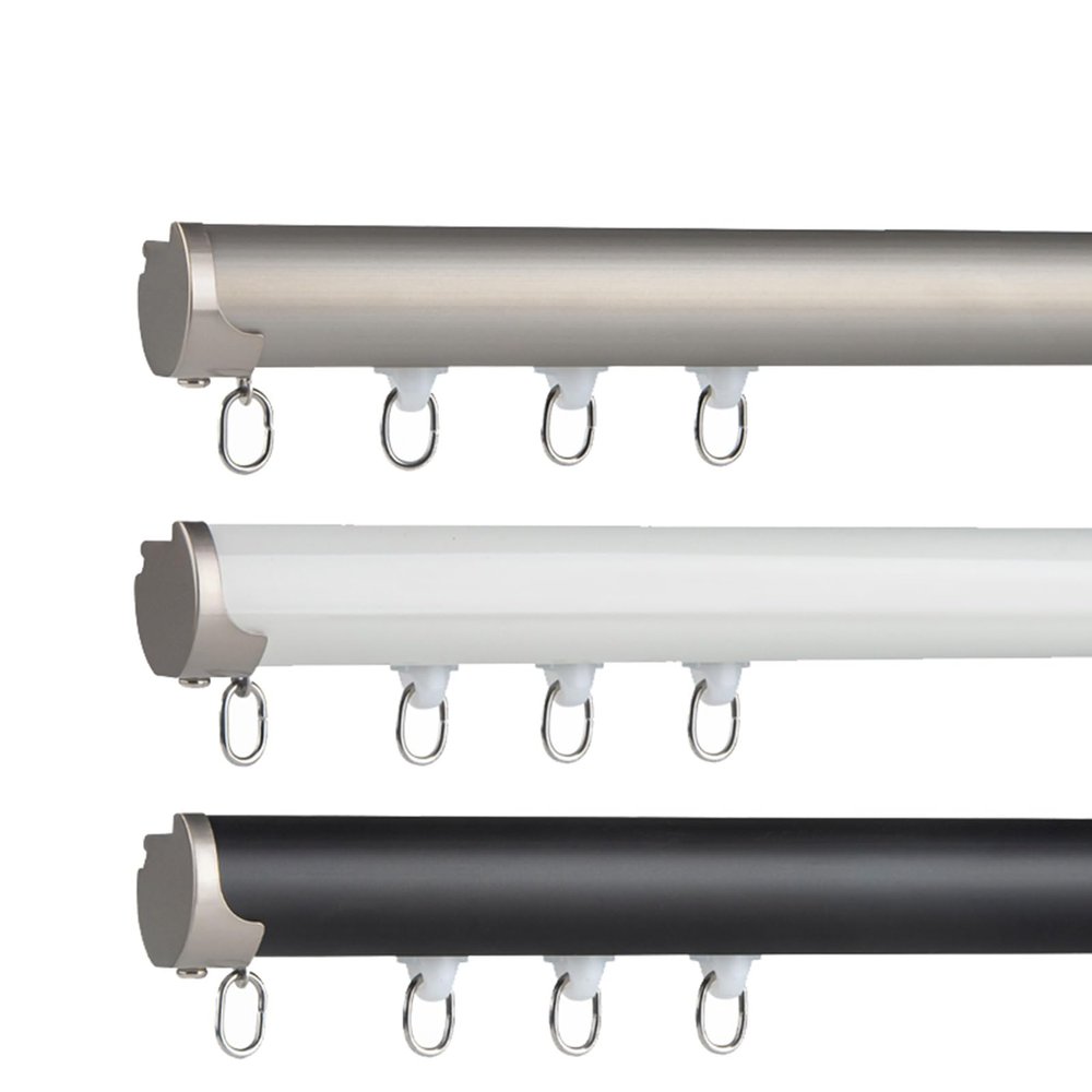 NOIRDA Aluminum Curtain Tracks Ceiling Wall Mounted, Curtain Rail Track System for Bay Window, Room Divider, Garage, RV, Bathroom(Color:White-Wall Mount,Size:260cm)