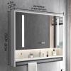 Medicine cabinet with HD mirrorbathroom mirror with anti fogModern Smart medicine cabinet mirror with LED lightsbathroom storage organizer Clock and Temper DisplayWith towel barTouch Switch ( Col view 2