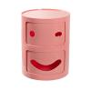 Topjia 2 Tier Round Nightstand with Drawers,Smiley Face Small Bedside Table with Storage,Round Storage Unit with Sliding Door,Modern End Table Side Table for Living Room, Bedroom, Kidsroom, Pink view 1