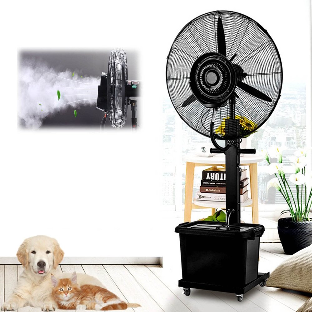 Oscillating Pedestal Stand Fan Industrial Misting Fan For Indoor Outdoor High Velocity Fan Misters Patio Cooling Fans Black(Size : 380W/30in)