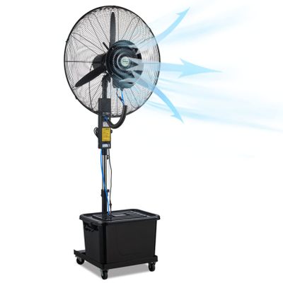 Pealihuy Misting Fan, Oscillating Stand Up Fan with Mist, 3-Speed and Adjustable Height, Cooling Fan for Patio, Outside Restaurant, Garage