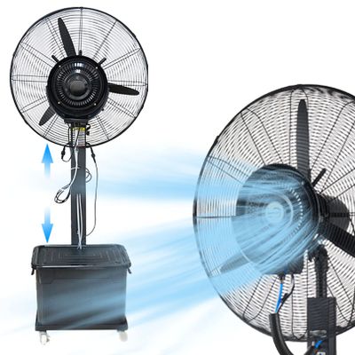 Misting Fan, Outdoor Oscillating Pedestal Fan with Mist, 3 Cooling Speeds, 90 Oscillation, Hight Adjustable, 42L Tank, Industrial Outside Camping Standing Fan