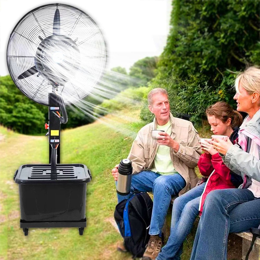 Pealihuy Outdoor Misting Fan, 90Oscillating Fan with Mist, Standing Floor Fans with 3 Wind Modes and 9 Gallon Large Capacity Tank, Outside Restaurant Gym Cooling Fan
