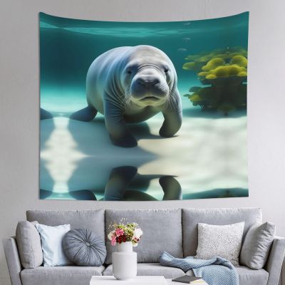 Yyhwhjde Cute Manatee Picture Durable Tapestry : 60 X 51 In Suitable For Wall Hanging, Dormitory,Wall Decoration