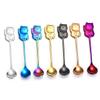 HOLIDYOYO 304 Stainless Steel Scoops Cat Spoon Cartoon Dessert Spoon for Dinner Tea Cappuccino Espresso Salad Appetizers view 1